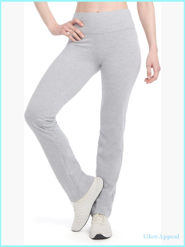 Women's Active Yoga Pants Flared Leg High Waist Cotton Jersey Stretch